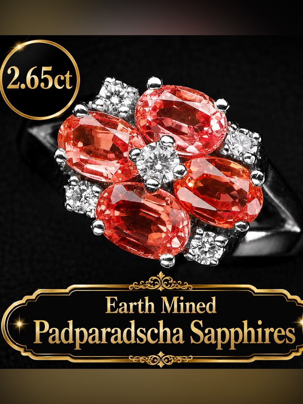 Padparadscha Sapphire Solid Sterling ring 2.65ct. Size 9 can be re-sized
